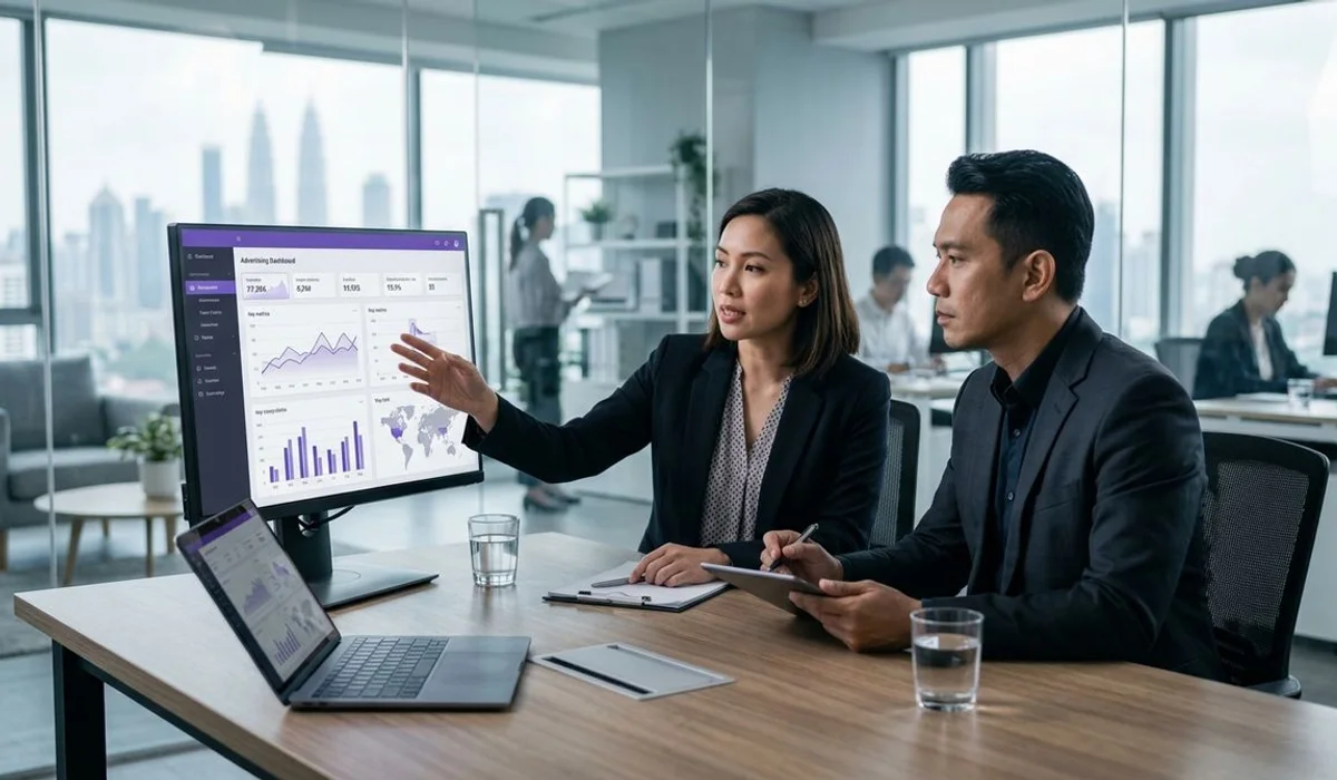 Reviewing a Microsoft Ads dashboard with a client