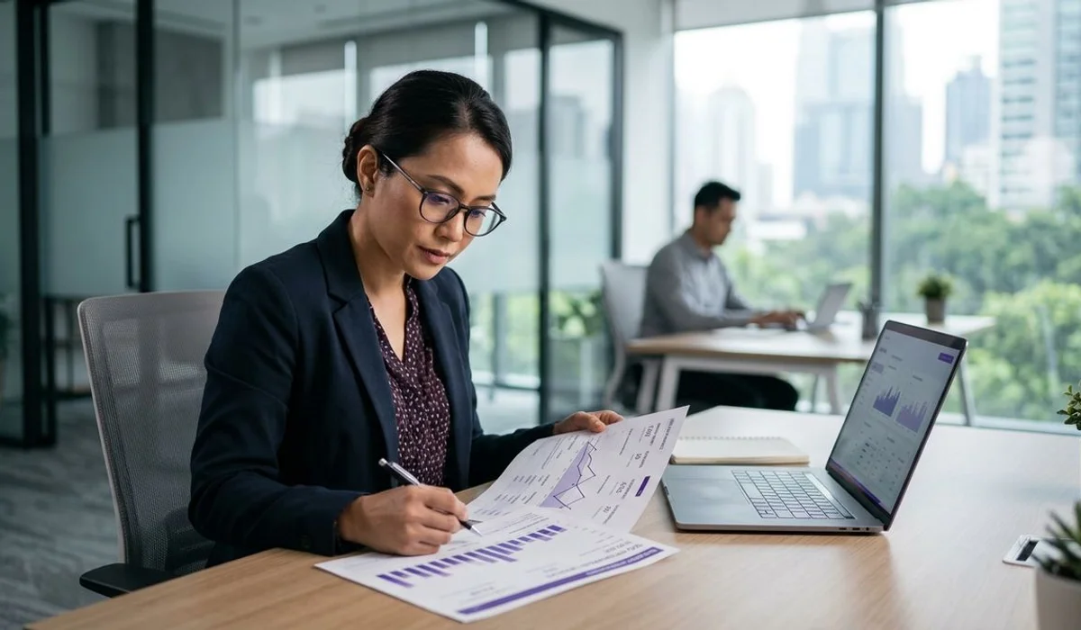Auditor reviewing an SEO report