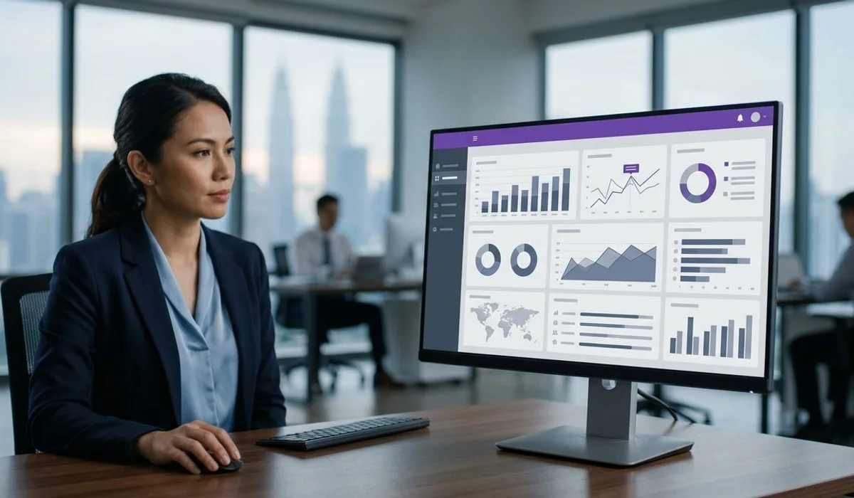 Analytics dashboard on a monitor
