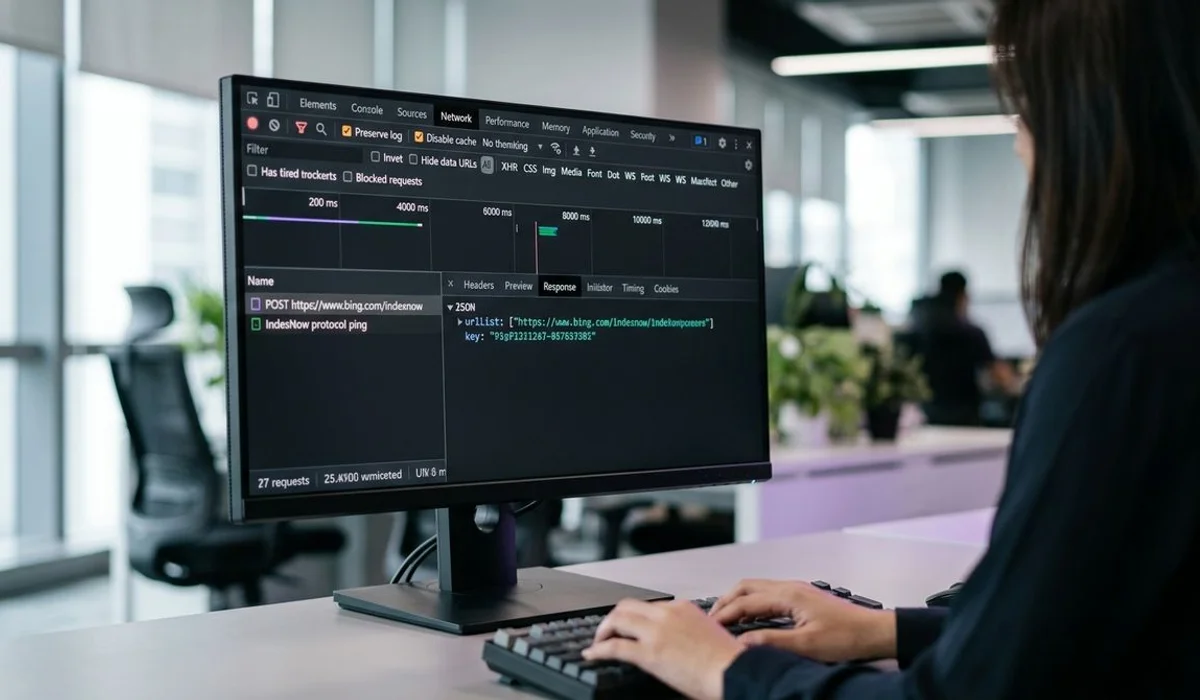 IndexNow protocol ping in the developer console