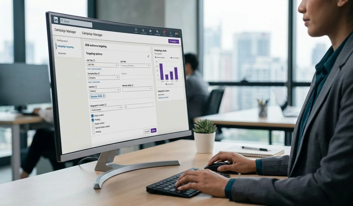 LinkedIn profile targeting configured in Microsoft Advertising