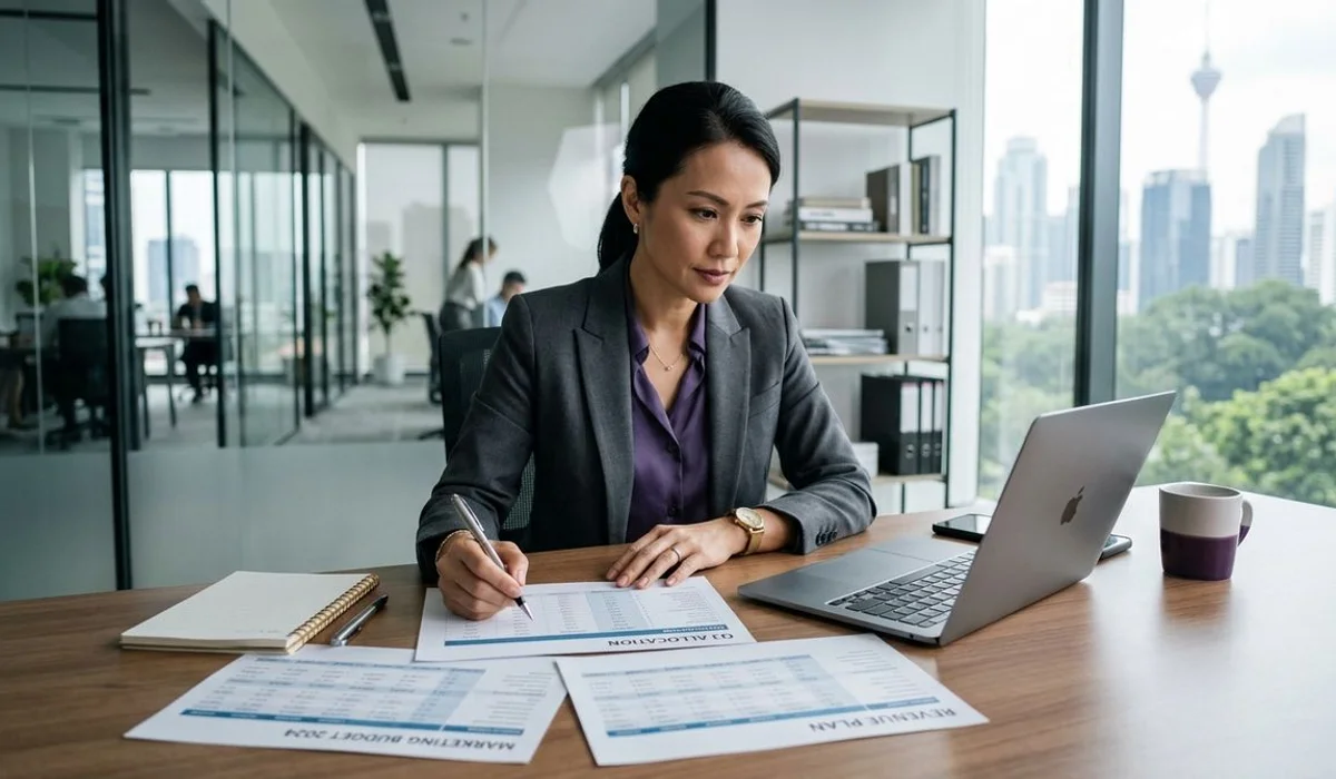 Malaysian business owner planning a marketing budget