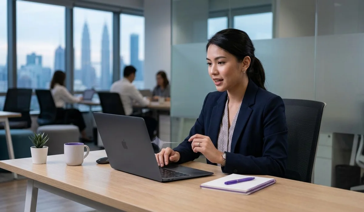 Voice assistant on a laptop