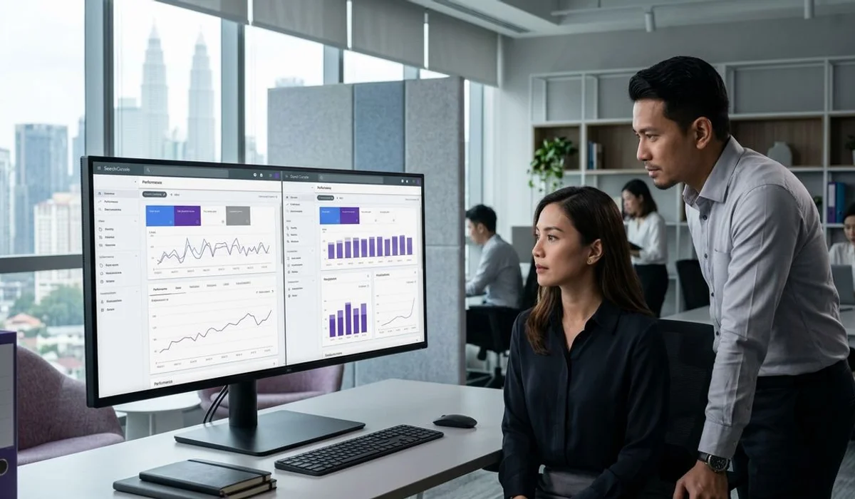Two search console dashboards side by side